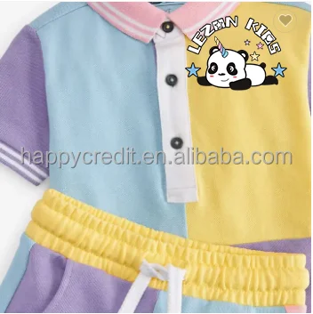 LEZONKIDS - New fashion customize color block Polo And Shorts two-pieces Boys' clothing sets  in summer